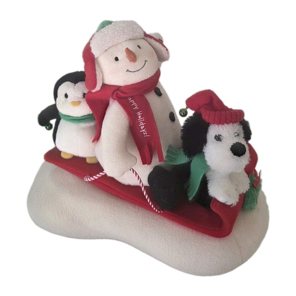 2007 Hallmark Jingle Pals Sleigh Ride Musical Animated Snowman Penguin Dog Works